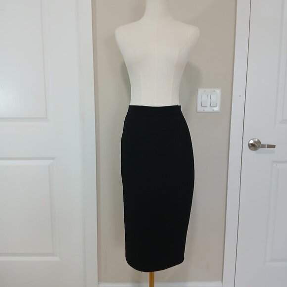 H&M Pencil Skirt Women’s Size S Black Knee Length Stretch Basic - Picture 3 of 7